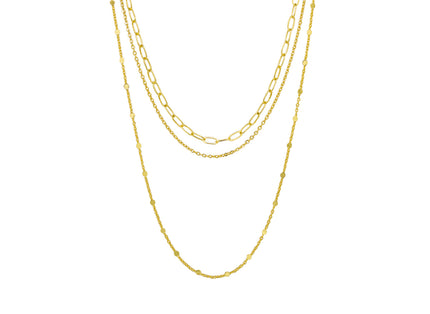 Tiger Tree Gold Triple Chain Necklace