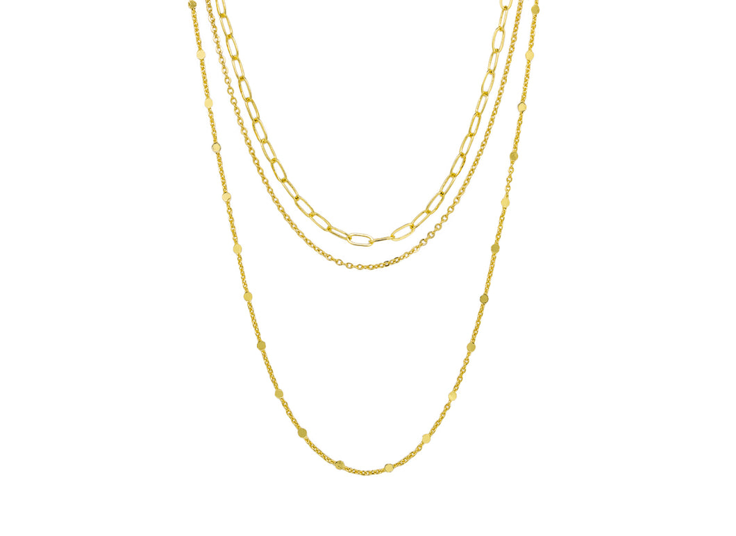 Tiger Tree Gold Triple Chain Necklace
