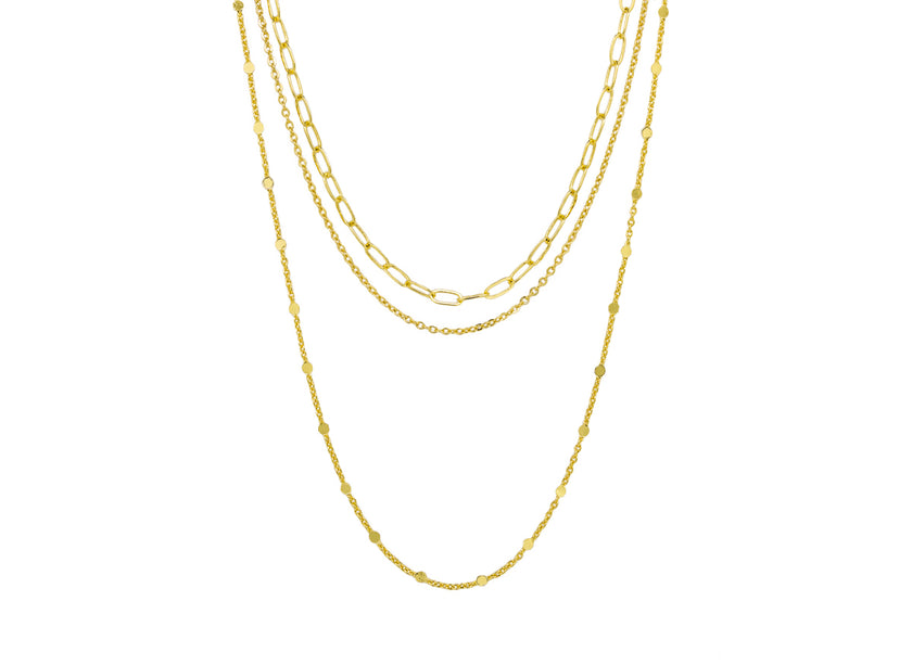 Tiger Tree Gold Triple Chain Necklace
