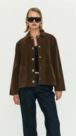 Staple The Label Indi Faux Suede Barn Jacket Chocolate