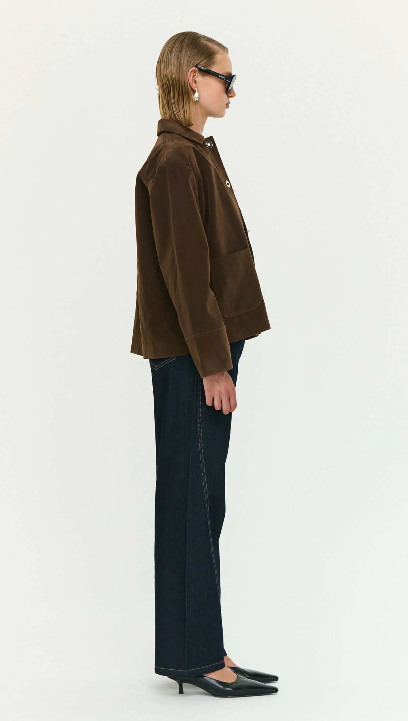 Staple The Label Indi Faux Suede Barn Jacket Chocolate