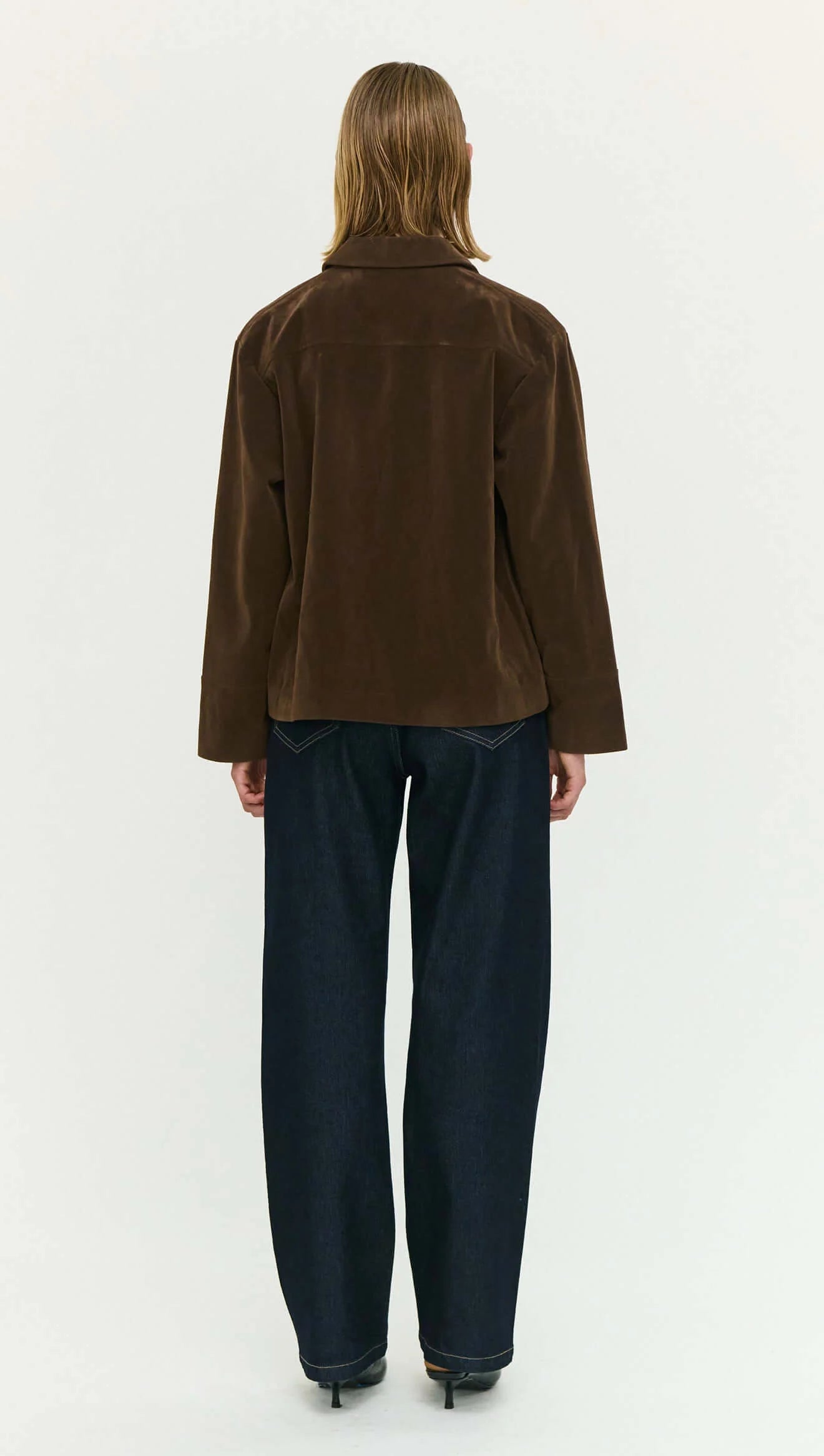 Staple The Label Indi Faux Suede Barn Jacket Chocolate