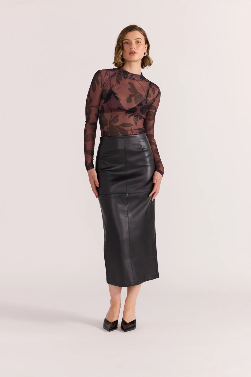 Staple The Label Edie PU Midi Skirt Black