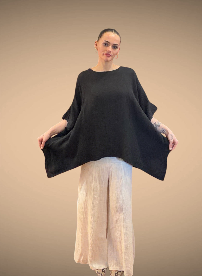 Tibet House LC01 Anjuna Cotton Poncho Black