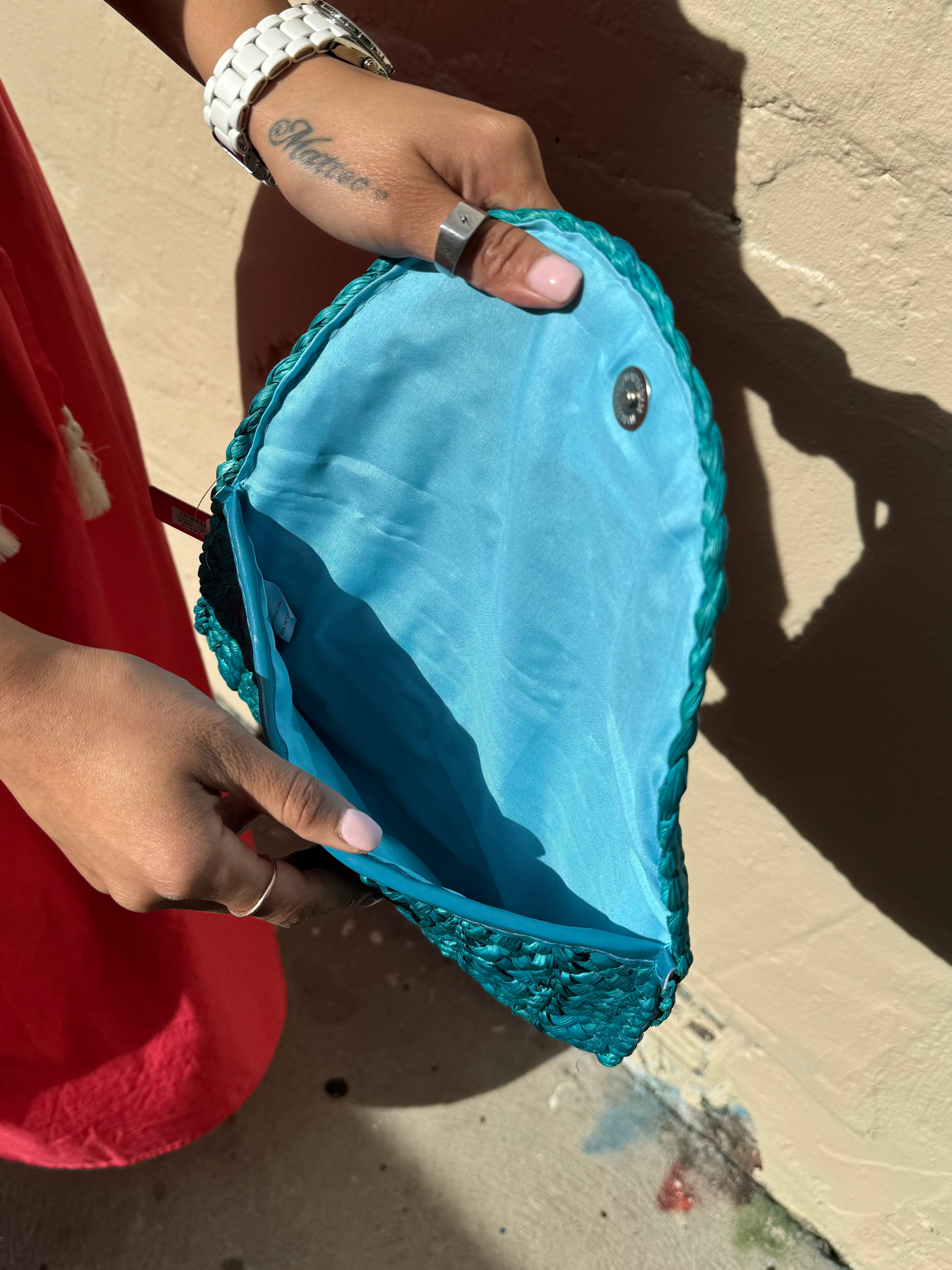 Free Spirit Australia Woven Clutch Emerald