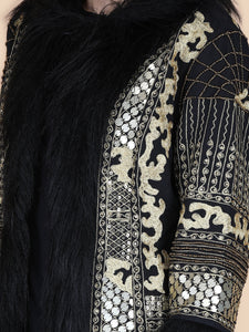 Anannasa Kali Embellished Coat Black