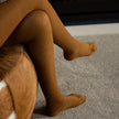 Mosey Merino Wool Textured Knit Tights Tobacco