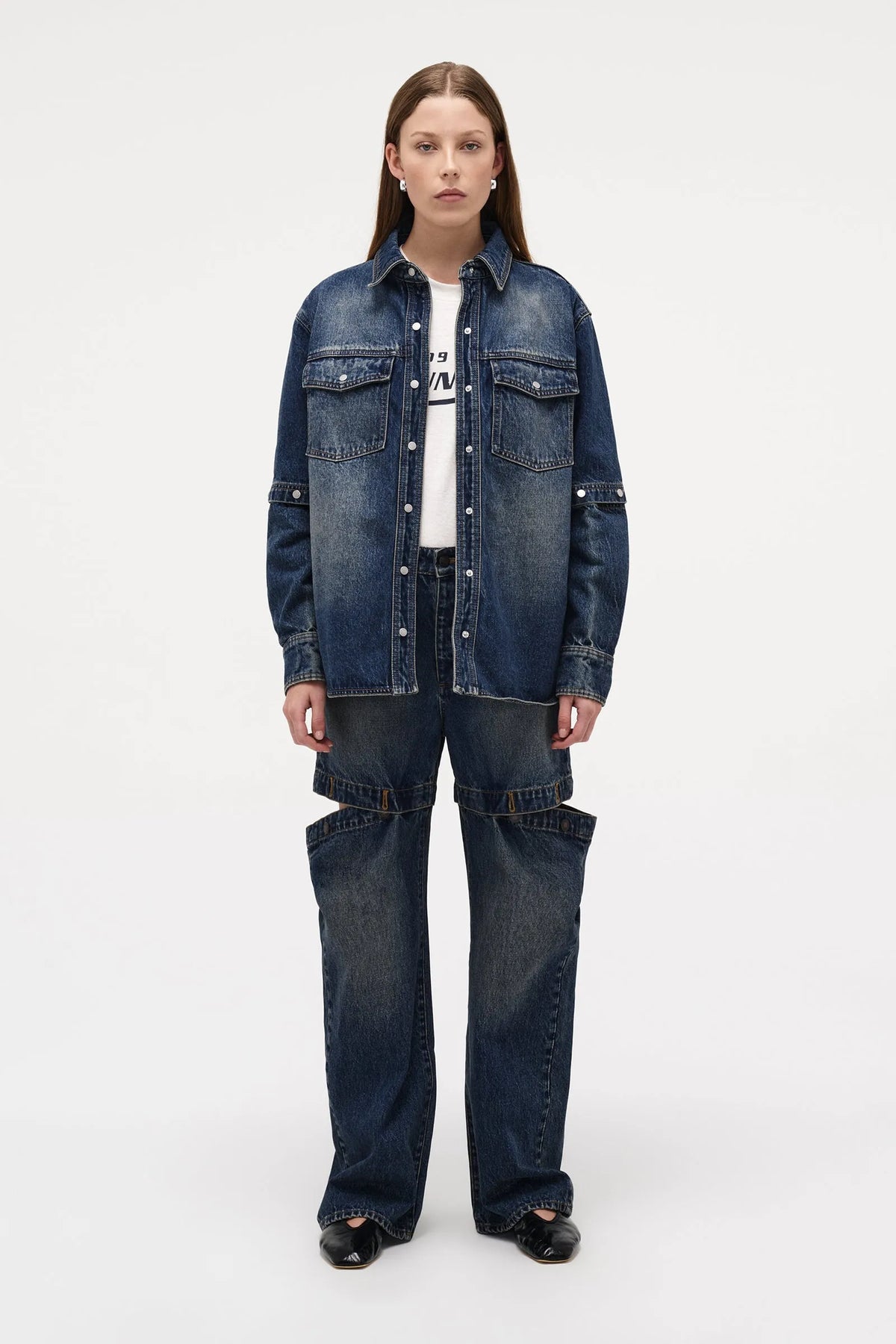 Neuw Denim Cut Loose Denim Shacket Indigo