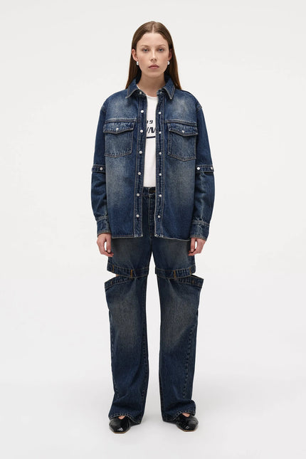 Neuw Denim Cut Loose Denim Shacket Indigo