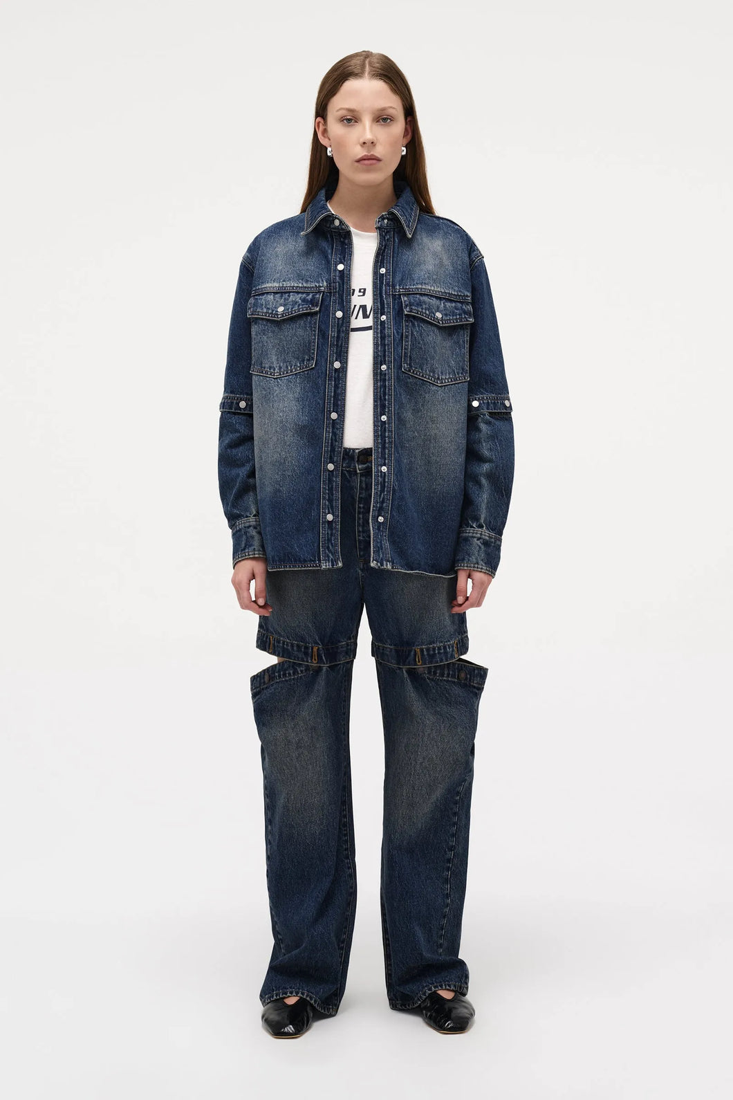 Neuw Denim Cut Loose Denim Shacket Indigo