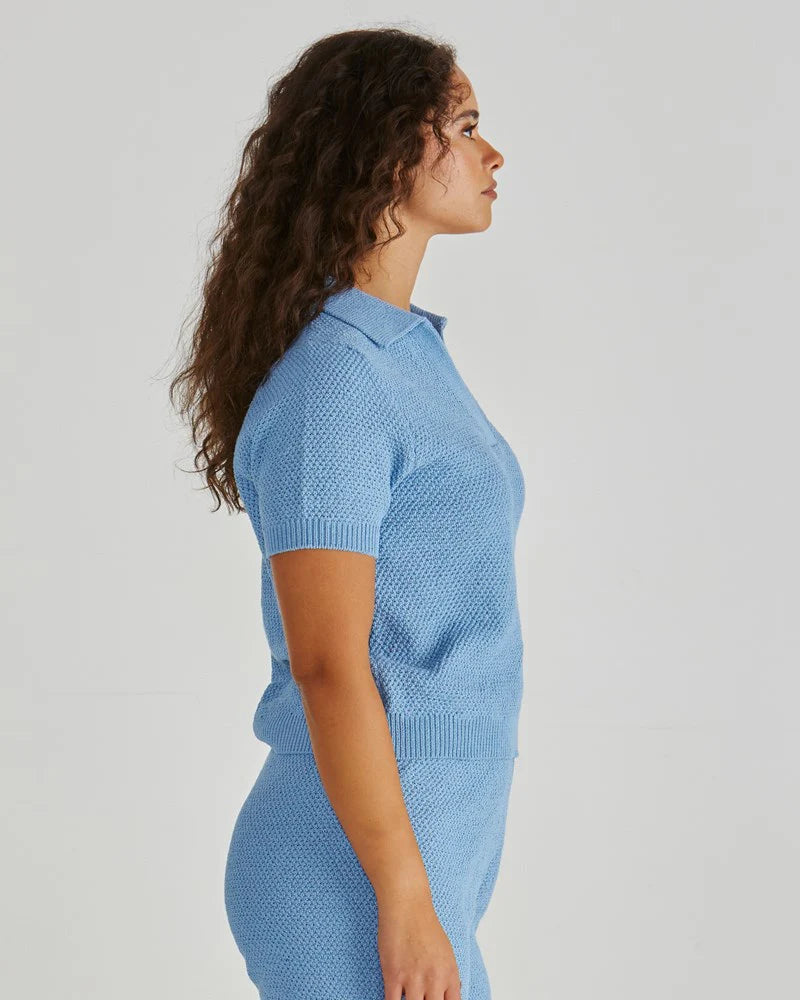 Sass Clothing Aubrie Knit Polo Blue