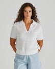 Sass Clothing Aubrie Knit Polo White