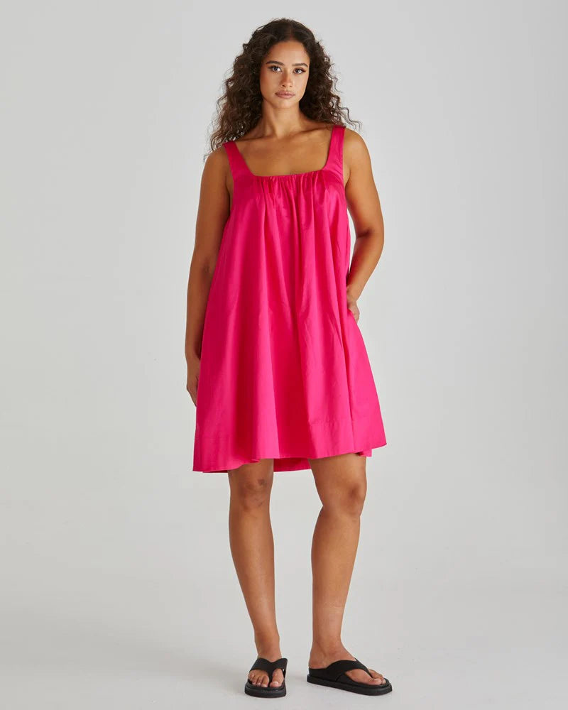 Sass Clothing Ellis Mini Baby Doll Dress Hot Pink