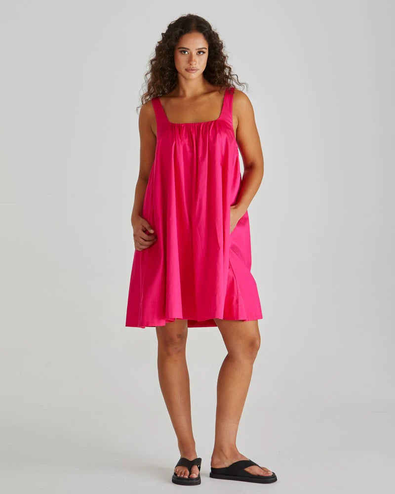 Sass Clothing Ellis Mini Baby Doll Dress Hot Pink