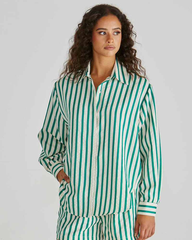 Sass Clothing Henri Shirt Green Stripe