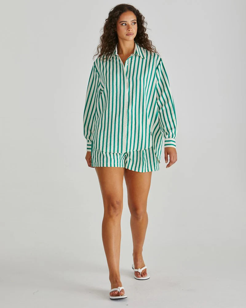 Sass Clothing Henri Shirt Green Stripe