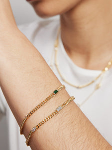 Tiger Tree Emerald Baguette Chain Bracelet