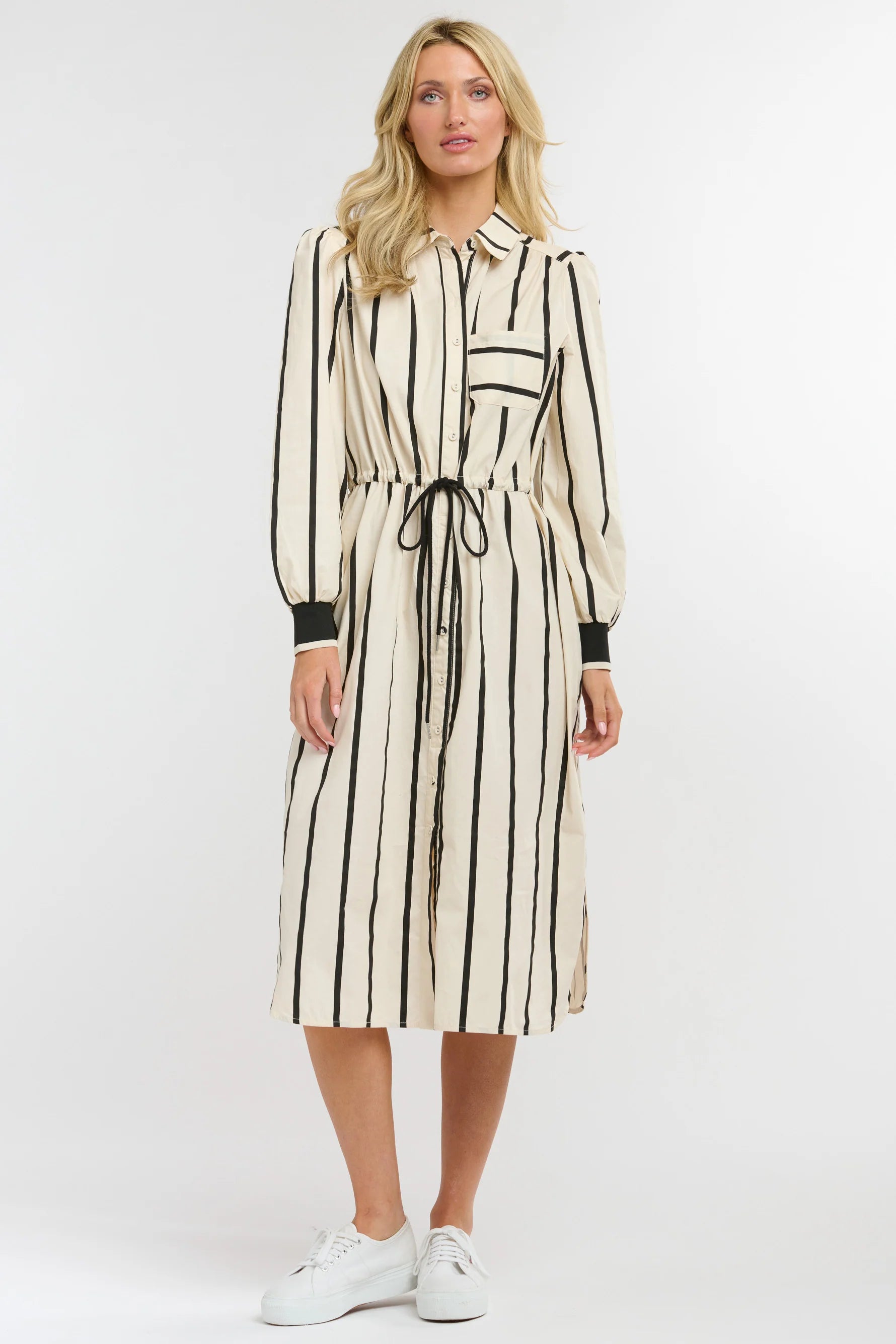 365 Days Sorrento Shirt Dress Black Stripe