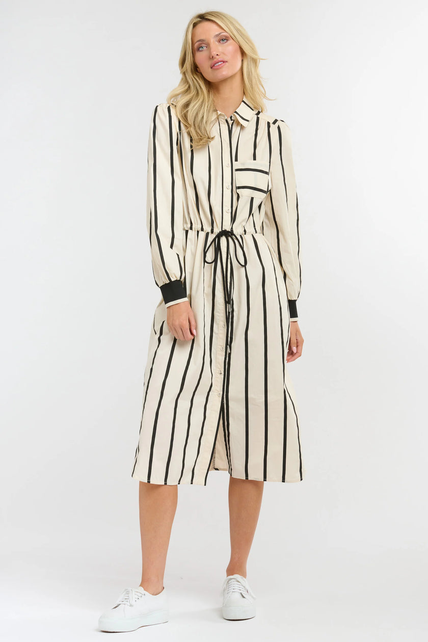 365 Days Sorrento Shirt Dress Black Stripe