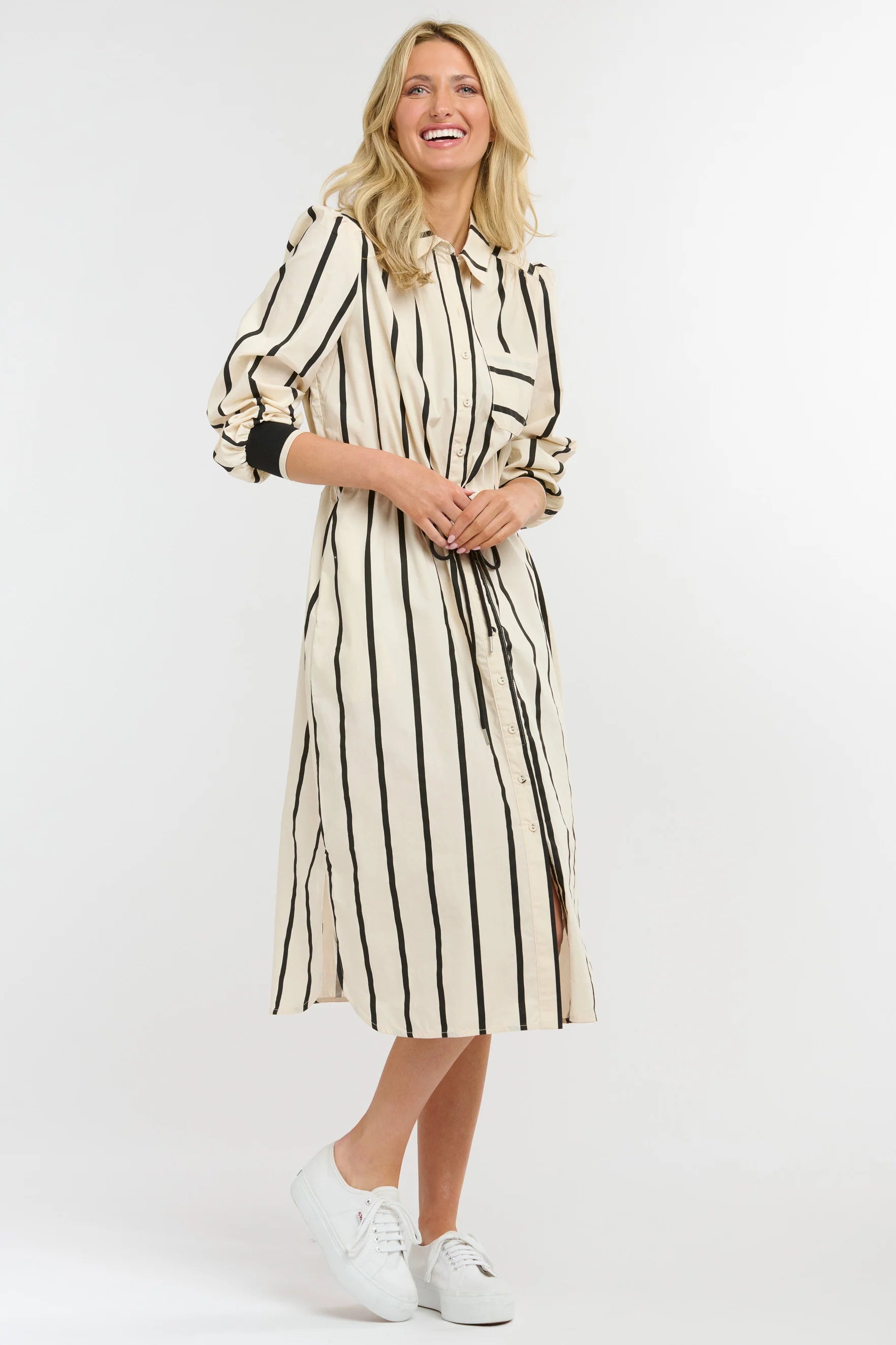 365 Days Sorrento Shirt Dress Black Stripe