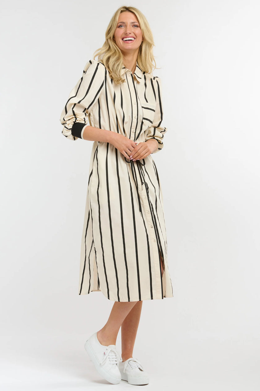 365 Days Sorrento Shirt Dress Black Stripe