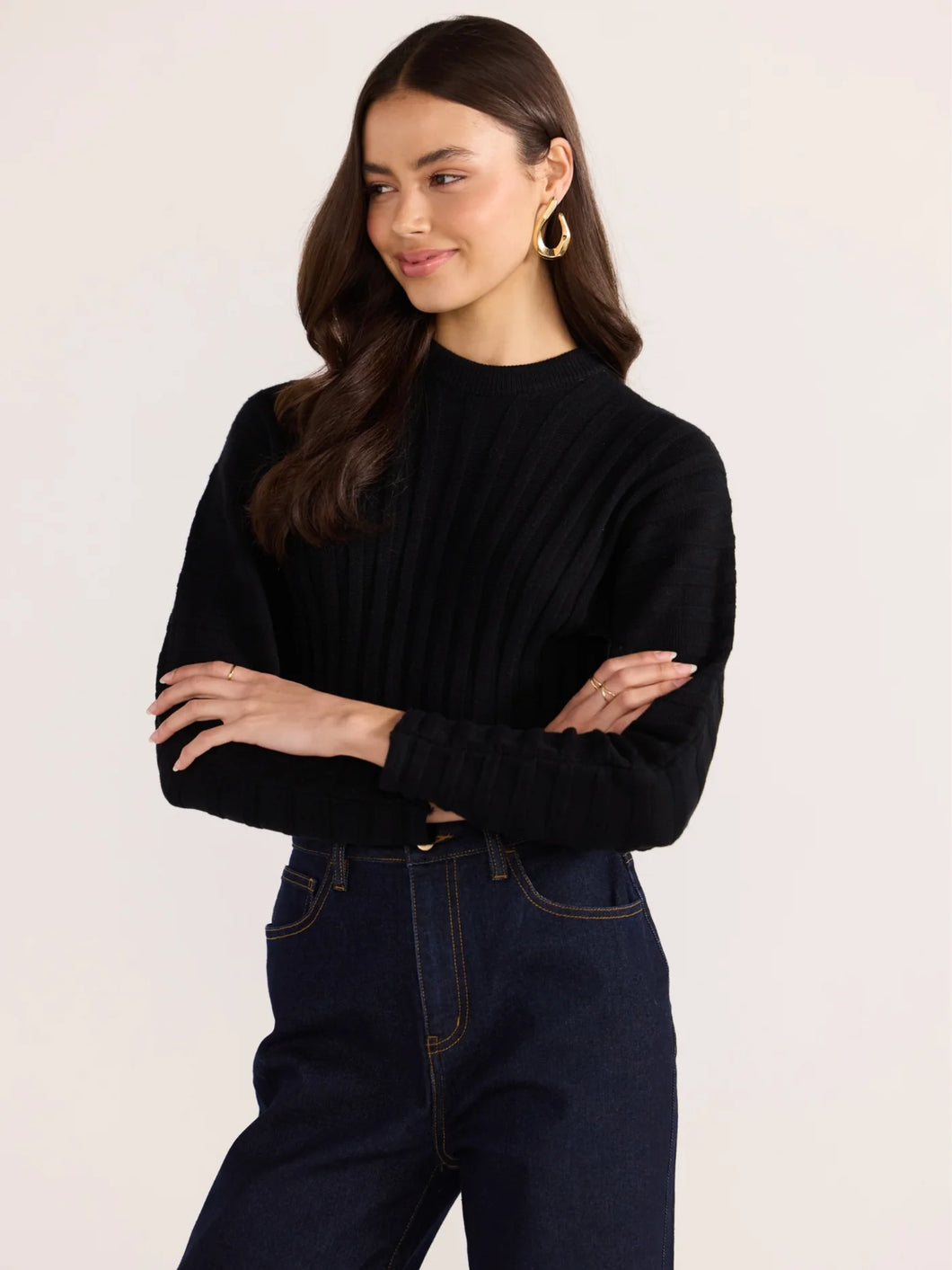 MINKPINK Pipper Rib Knit Jumper Black