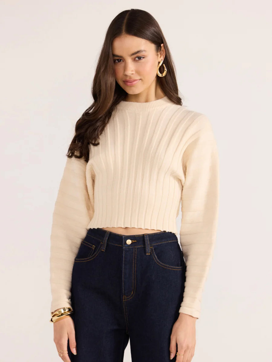 MINKPINK Pipper Rib Knit Jumper Cream