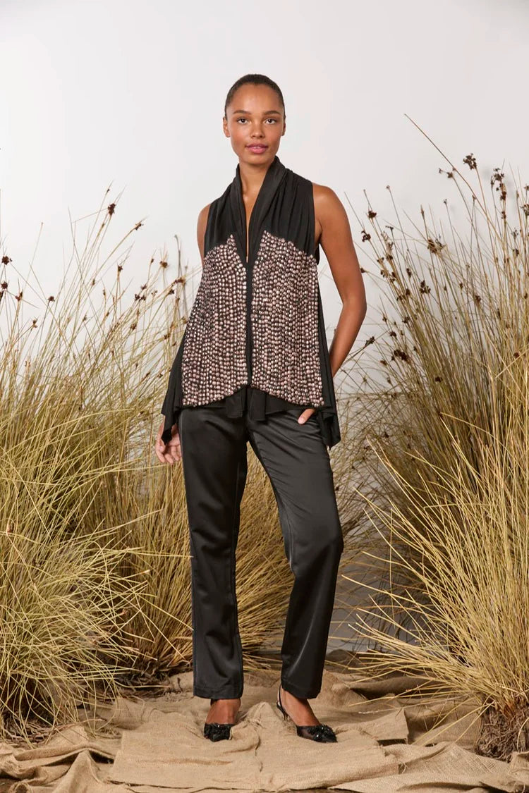 M. A. Dainty Samantha Vest Pink/ Black Sequin