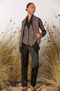 M. A. Dainty Samantha Vest Pink/ Black Sequin