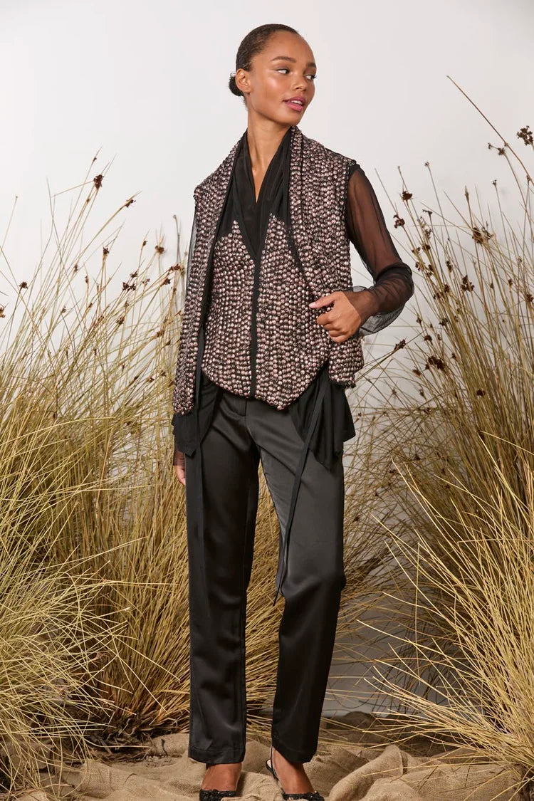 M. A. Dainty Samantha Vest Pink/ Black Sequin