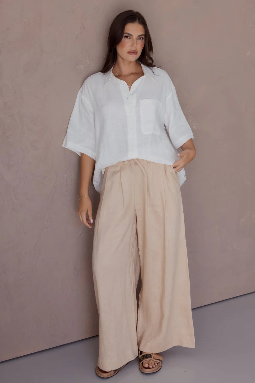 ALEXANDRA Teri Linen Pants Beige