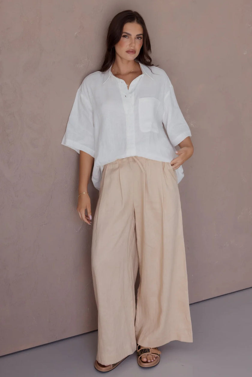 ALEXANDRA Teri Linen Pants Beige