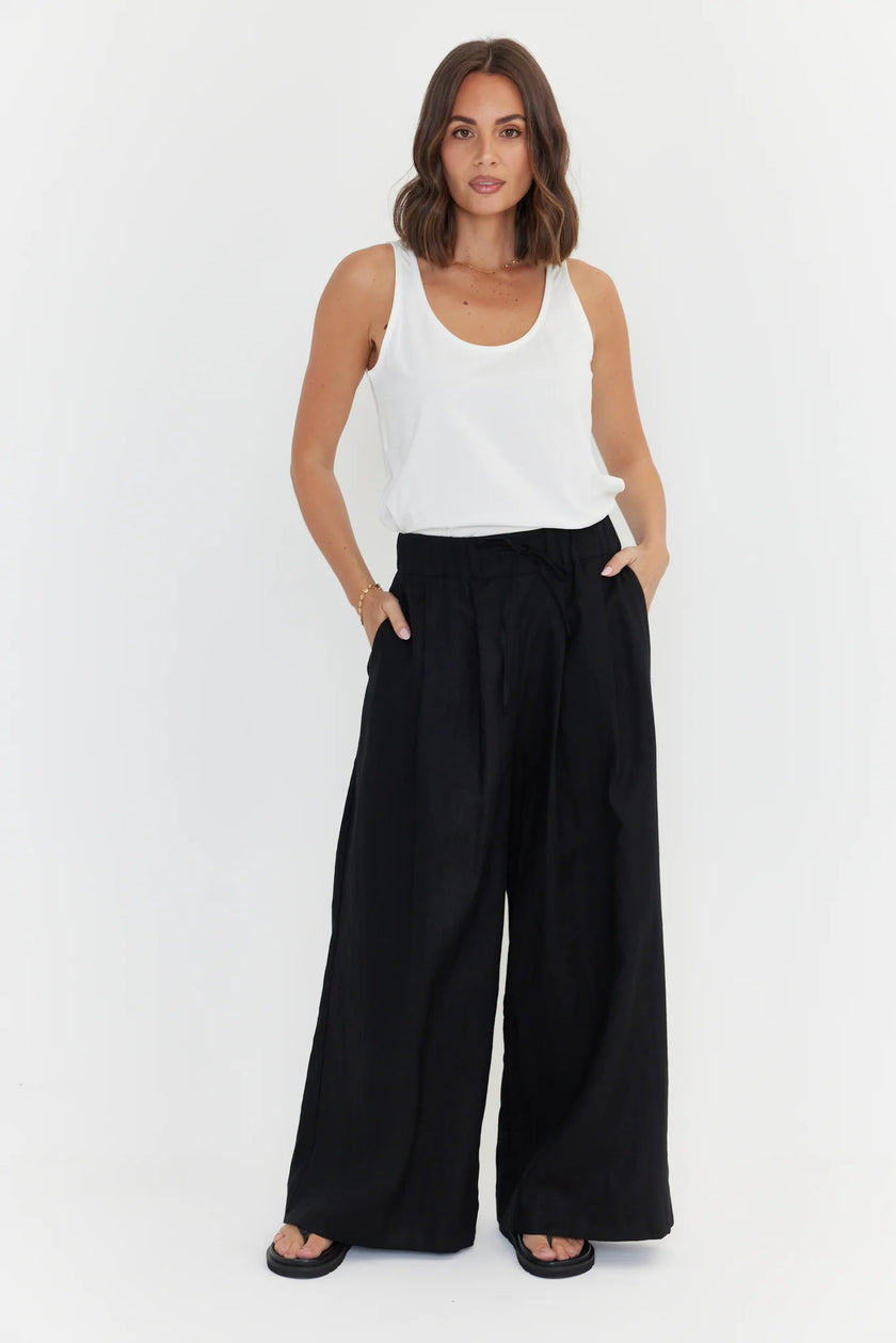 ALEXANDRA Teri Linen Pants Black