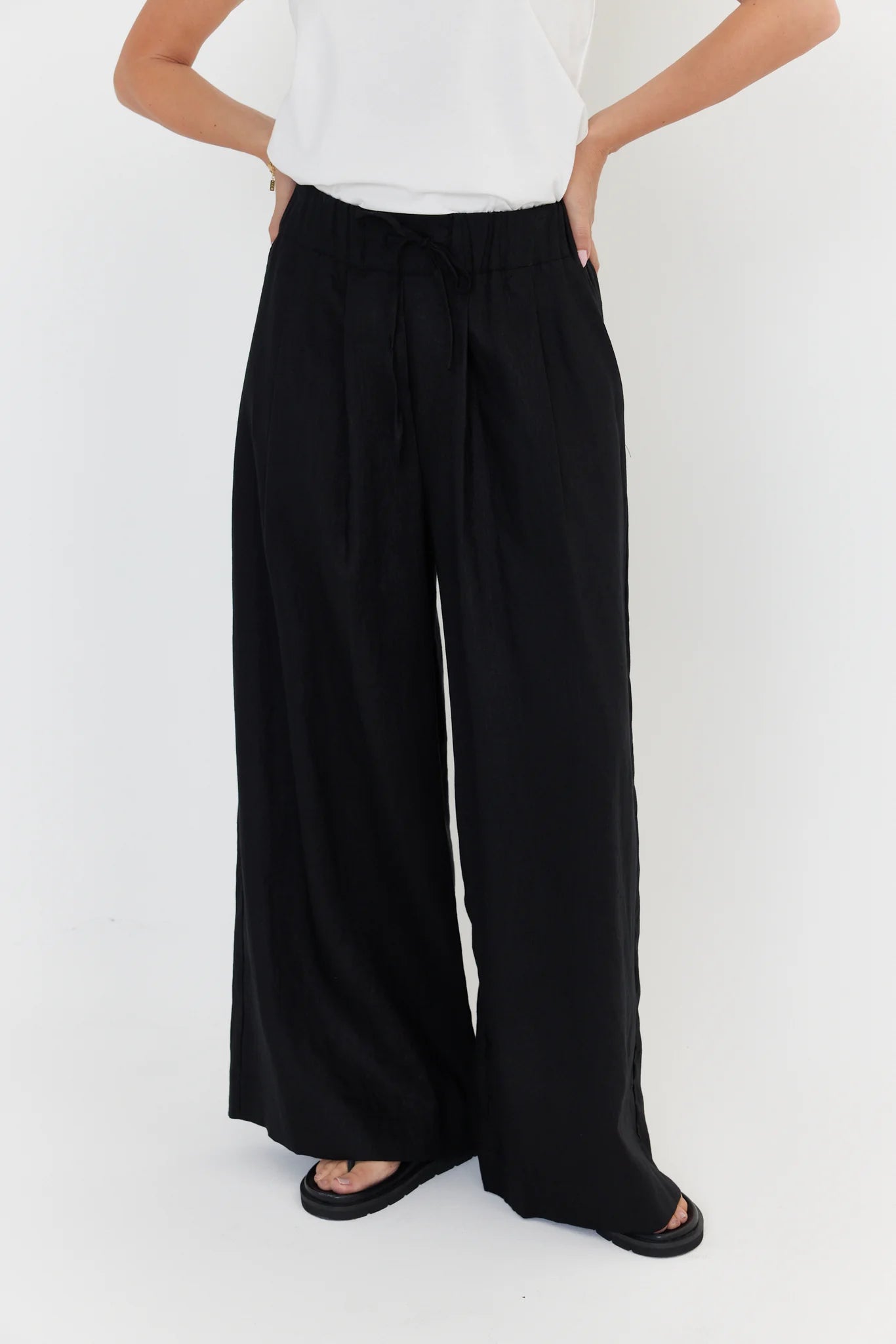 ALEXANDRA Teri Linen Pants Black