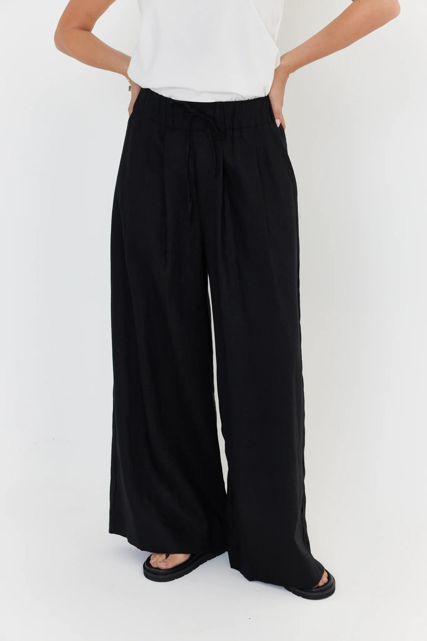 ALEXANDRA Teri Linen Pants Black