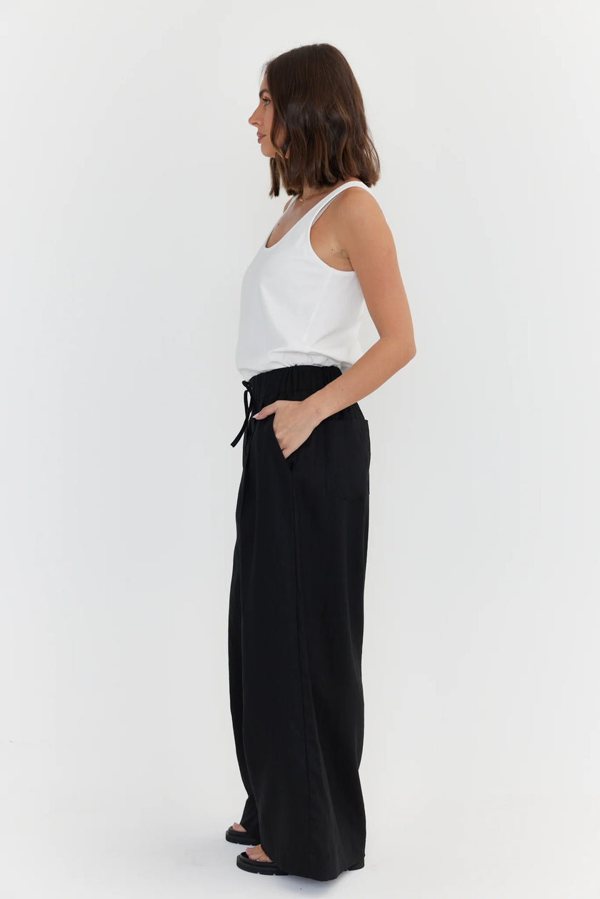 ALEXANDRA Teri Linen Pants Black