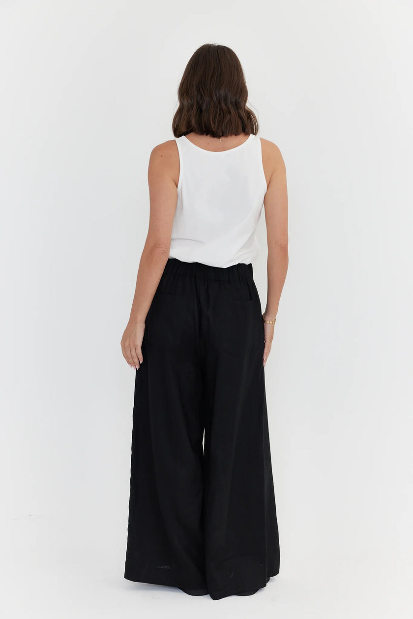 ALEXANDRA Teri Linen Pants Black
