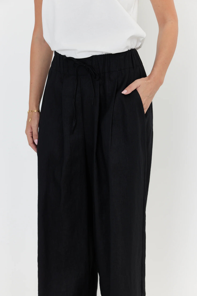 ALEXANDRA Teri Linen Pants Black
