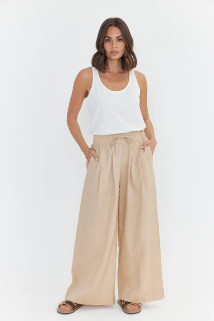 ALEXANDRA Teri Linen Pants Beige