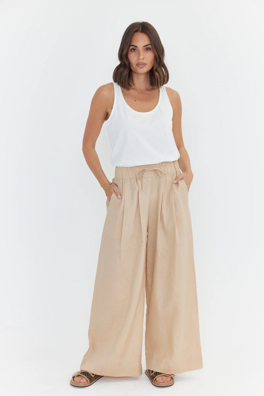 ALEXANDRA Teri Linen Pants Beige