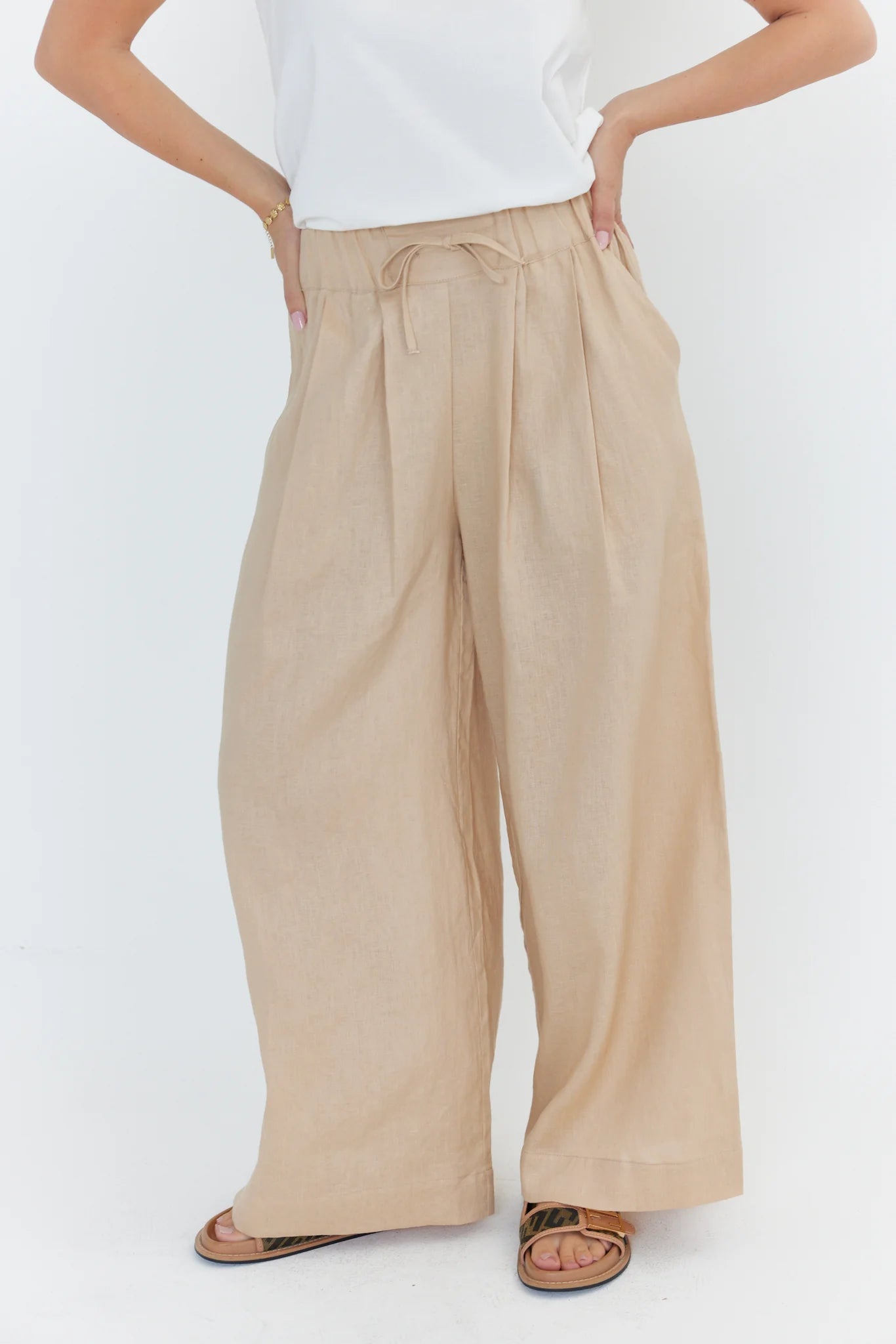 ALEXANDRA Teri Linen Pants Beige