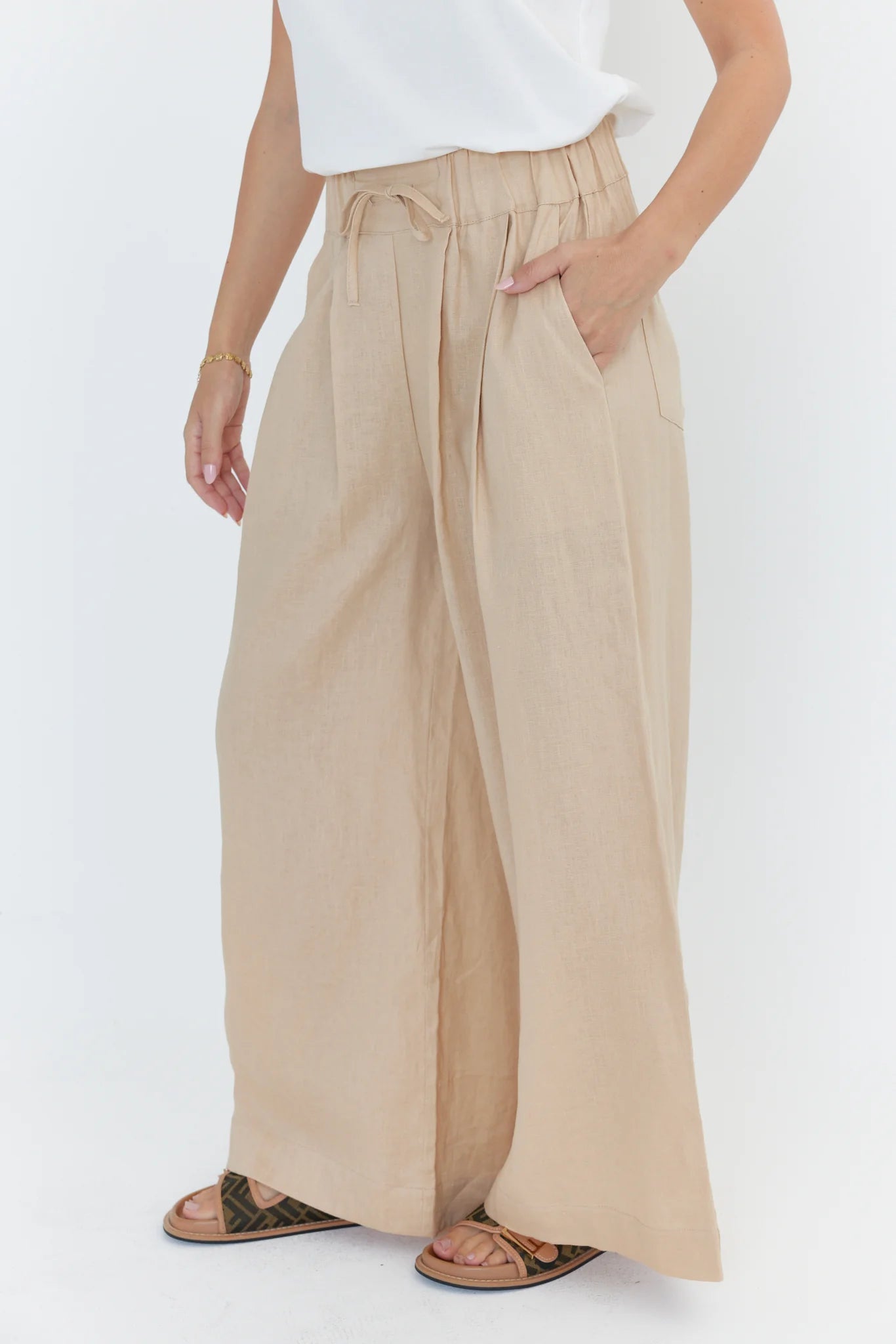 ALEXANDRA Teri Linen Pants Beige
