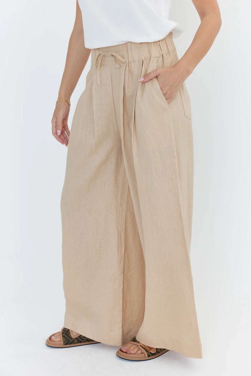 ALEXANDRA Teri Linen Pants Beige
