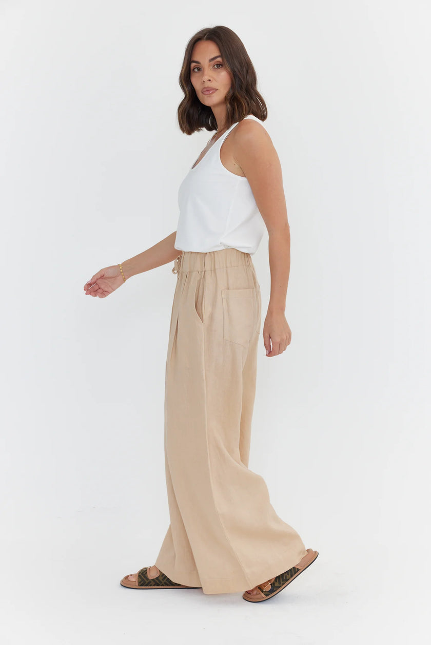 ALEXANDRA Teri Linen Pants Beige