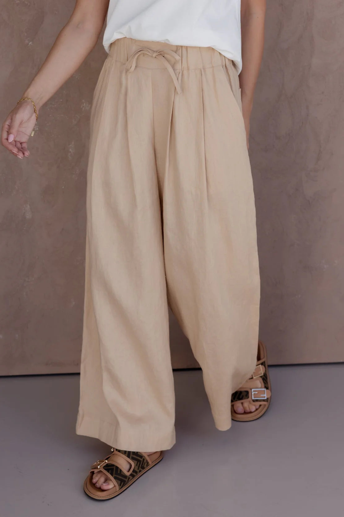 ALEXANDRA Teri Linen Pants Beige
