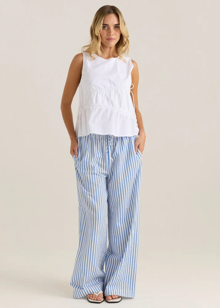Sass Clothing Elin Gathered Tie Top White