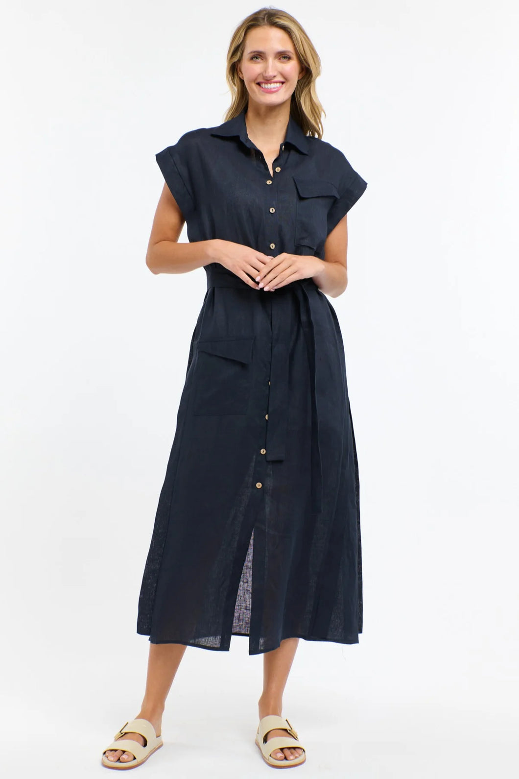 365 Days Estivo Linen Dress Navy