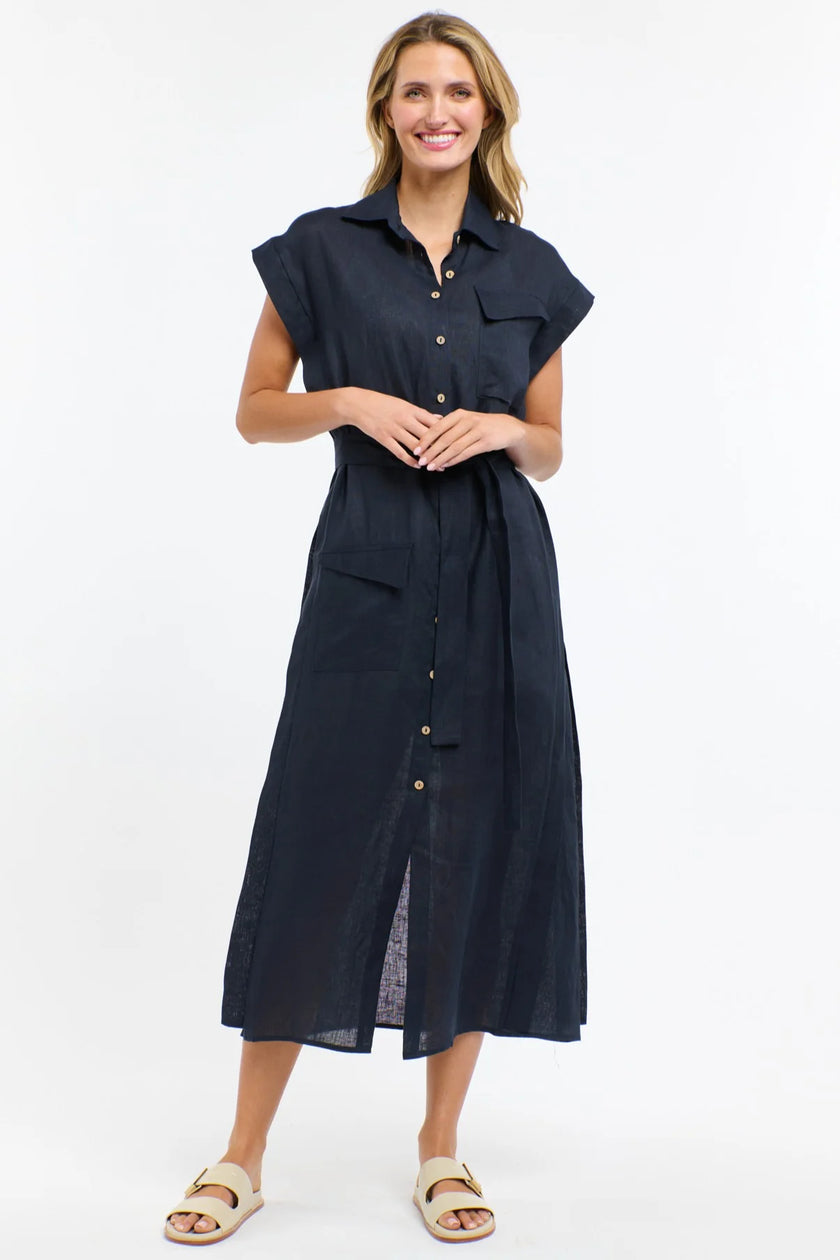 365 Days Estivo Linen Dress Navy