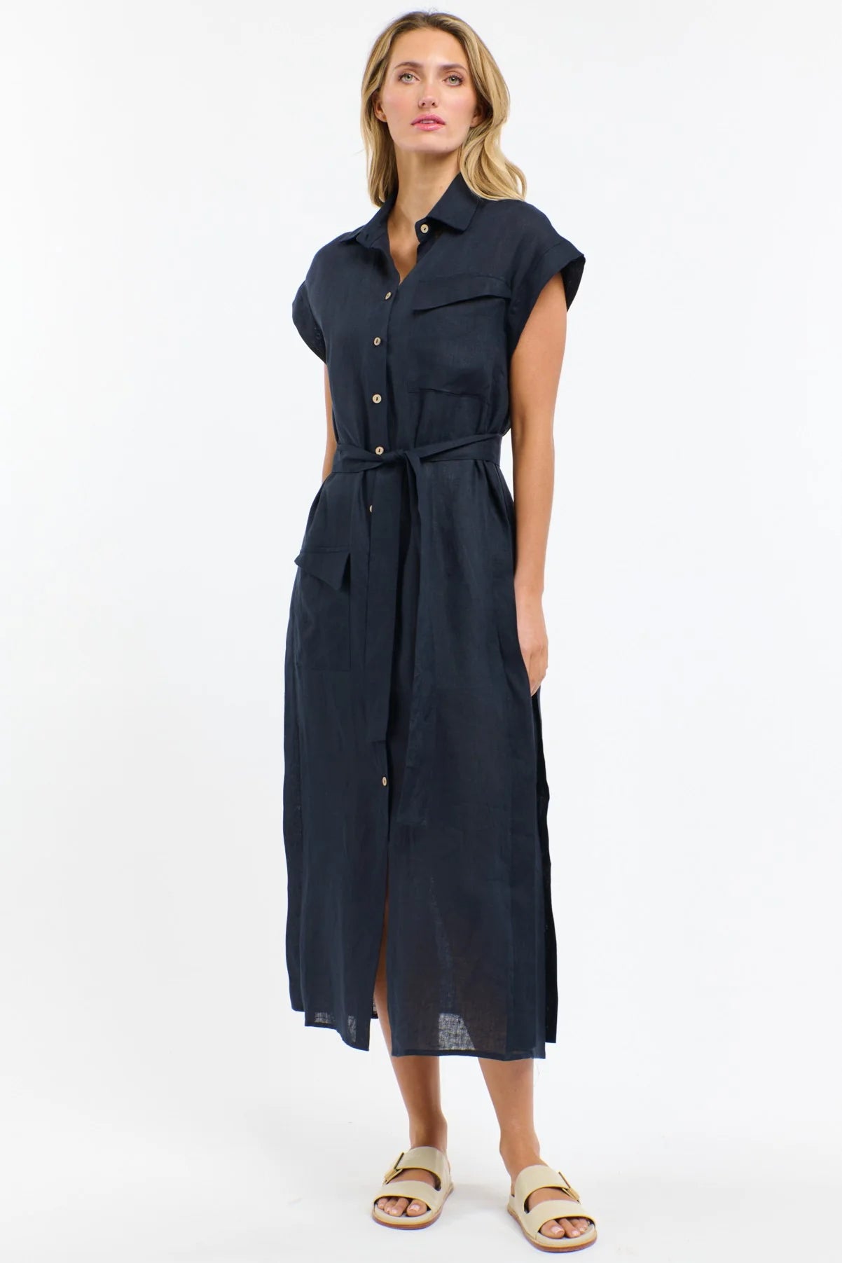365 Days Estivo Linen Dress Navy