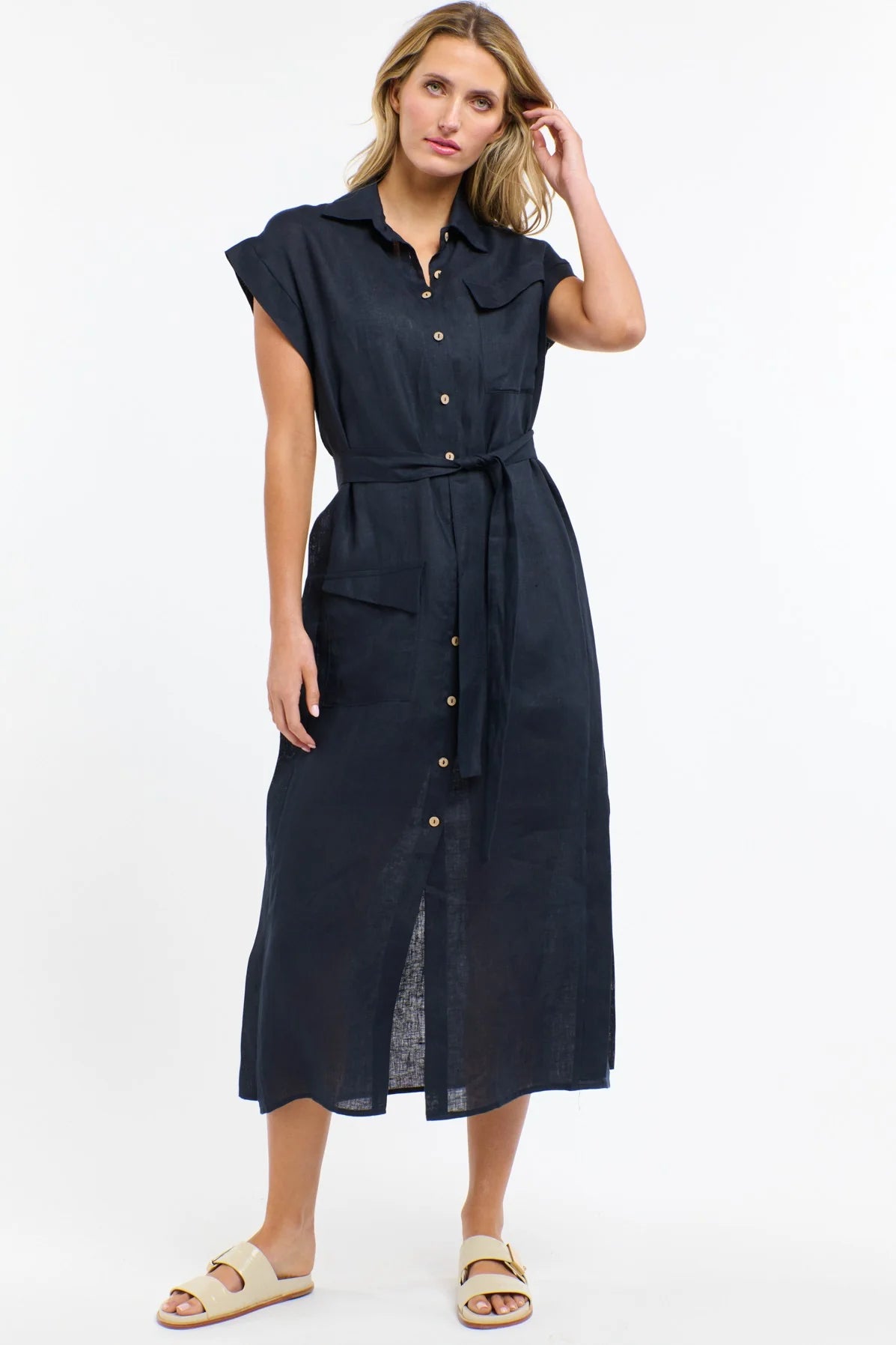 365 Days Estivo Linen Dress Navy